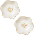 2PCS White Lotus Leaf Shape Ring Holder Dish, Small Key Bowl, Ceramic Trinket Tray Jewelry Dish Organizing Necklace Earrings for Mom Friend Sister, All Jewelries Are NOT Included, White.