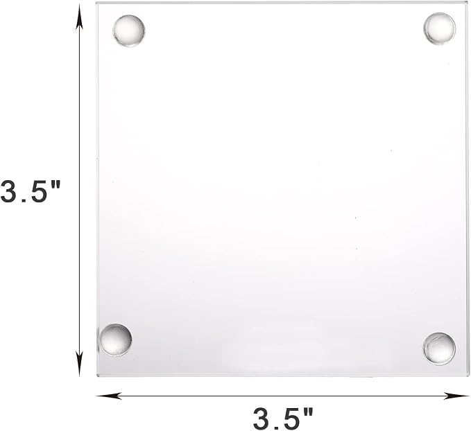 Set of 6 Square Glass Drink Coasters, 3.5"x3.5" Crystal Coasters - Image 2