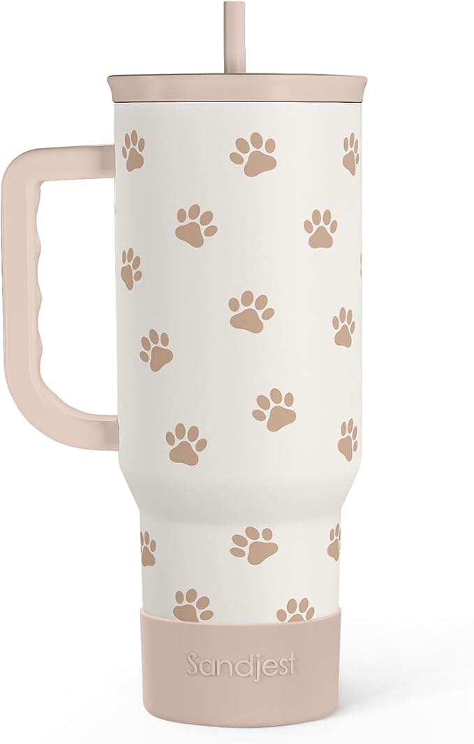Paw Print Tumbler with Handle, Gifts by SANDJEST
