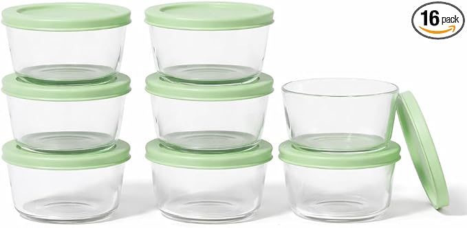 16-Piece Glass Food Storage Containers Set | 1-Cup, Leakproof | Microwave by DuraLiving
