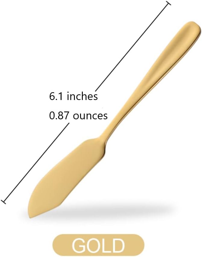 Buyer Star Butter Knives, 18/10 Stainless Steel 6.10 Inch Gold Cheese Spreader - Image 6