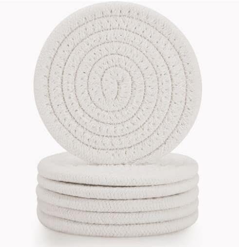 ABenkle Woven Coasters for Drinks Set of 6, Boho Absorbent Drinking Coaster by ABenkle
