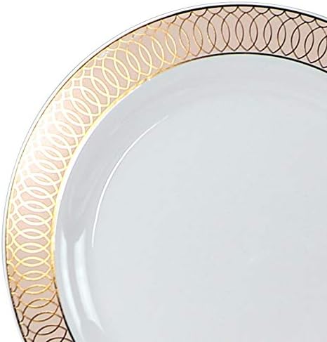 " OCCASIONS " 120 Plates Pack,(60 Guests) Premium Premium Wedding Party Disposable Plastic Plates Set -60 x 10'' Dinner + 60 x 7.5'' Salad/Dessert (Venice Blush and Gold)