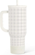 SANDJEST Grey Gingham 40oz Slider Tumbler by SANDJEST