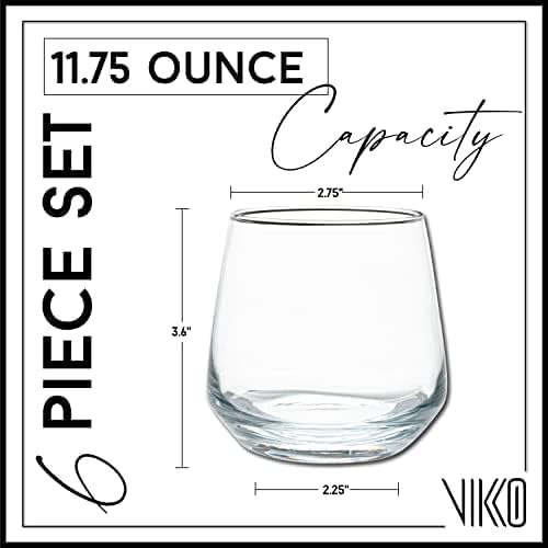 Vikko Whiskey Glasses Set of 6, Old Fashioned Whiskey Glasses 11.75 Ounce - Image 2