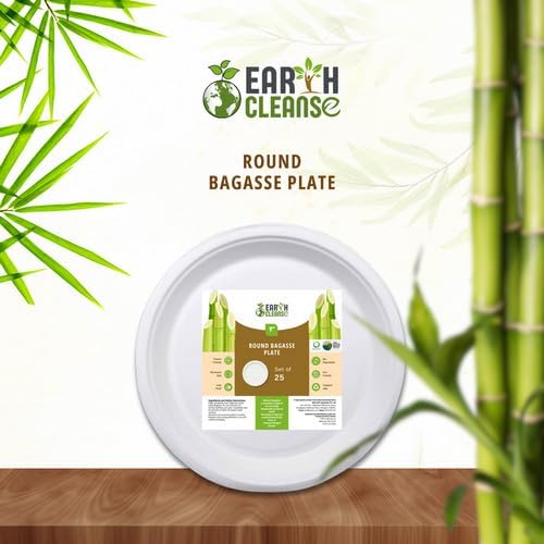Bagasse 9-Inch Round Plates, Pack of 25