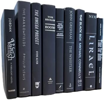 Real Books by Color® (Set of 7, Black Silver) Decorative Bookshelf Home Decor Shelf Styling Photo Prop