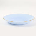 8-Inch Glass Dinner Plates Set of 6 – Elegant Blue with Gold Trim and Non-Slip Base, Handcrafted for Family Dining, Entertaining, or Gifts