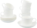 Fine Bone China Stackable Cup and Saucer Set of 6, Pure White Color Glaze Easy by Unknown
