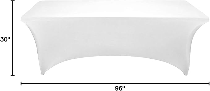 LZY Spandex Fitted Stretch Table Cover for 6 ft or 4ft or 8ft Folding Table, Rectangular Cocktail Tablecloth, Perfect for Party or Banquet (8FT White)