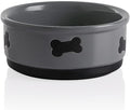 Sweejar Ceramic Dog Bowls with Bone Pattern, Dog Food Dish for Medium Dogs, Porcelain Pet Bowl for Water 35 Fl Oz (Gray)
