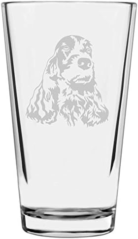 Cocker Spaniel Customizable Dog Themed Etched All Purpose 16oz Pint Glass