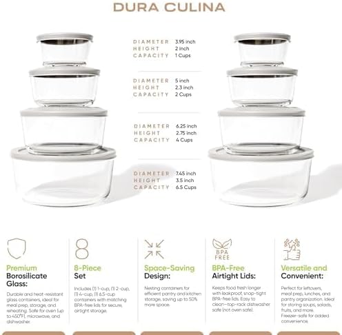 16-Piece Glass Food Storage Containers Set | Round, Microwave & Dishwasher Safe - Image 2