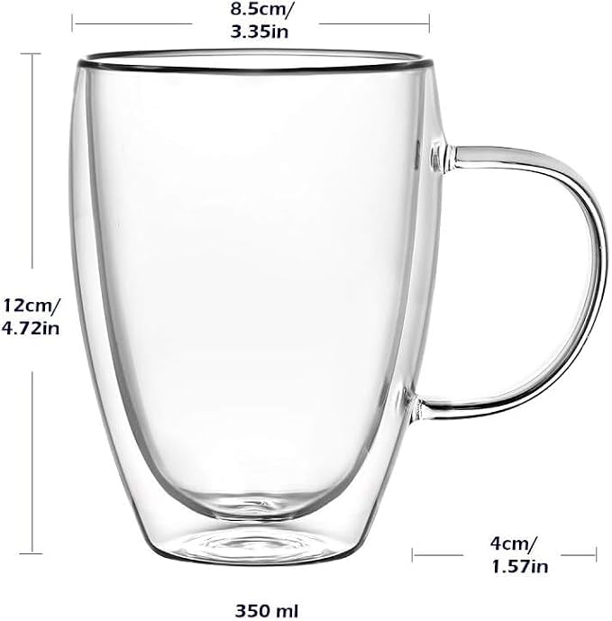 Espresso Cups Set Of 2 12 Oz, Double Walled Glass Coffee Mugs - Image 4