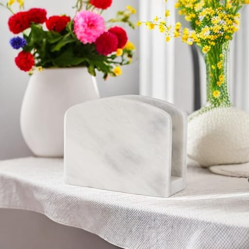 Radicaln Marble Napkin Holder 5.5" Inch White Handmade Dining Table Napkins - Image 5