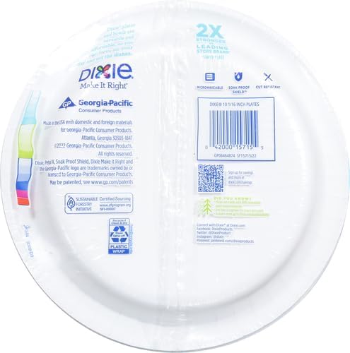 Dixie Large Paper Plates, 10 Inch, 2X Stronger*, Microwave-Safe, Soak-Proof - Image 3