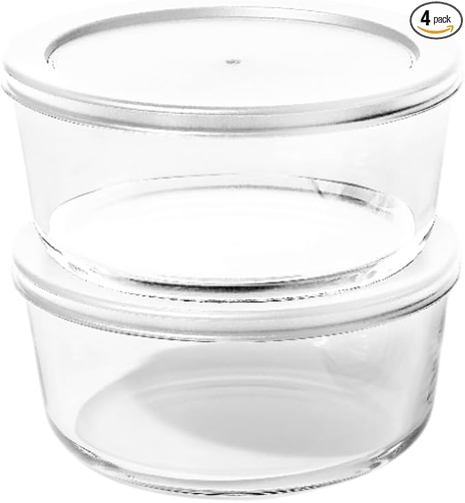 4-Piece Glass Food Storage Containers Set | 6.5-Cup, Leakproof | Microwave by DuraLiving