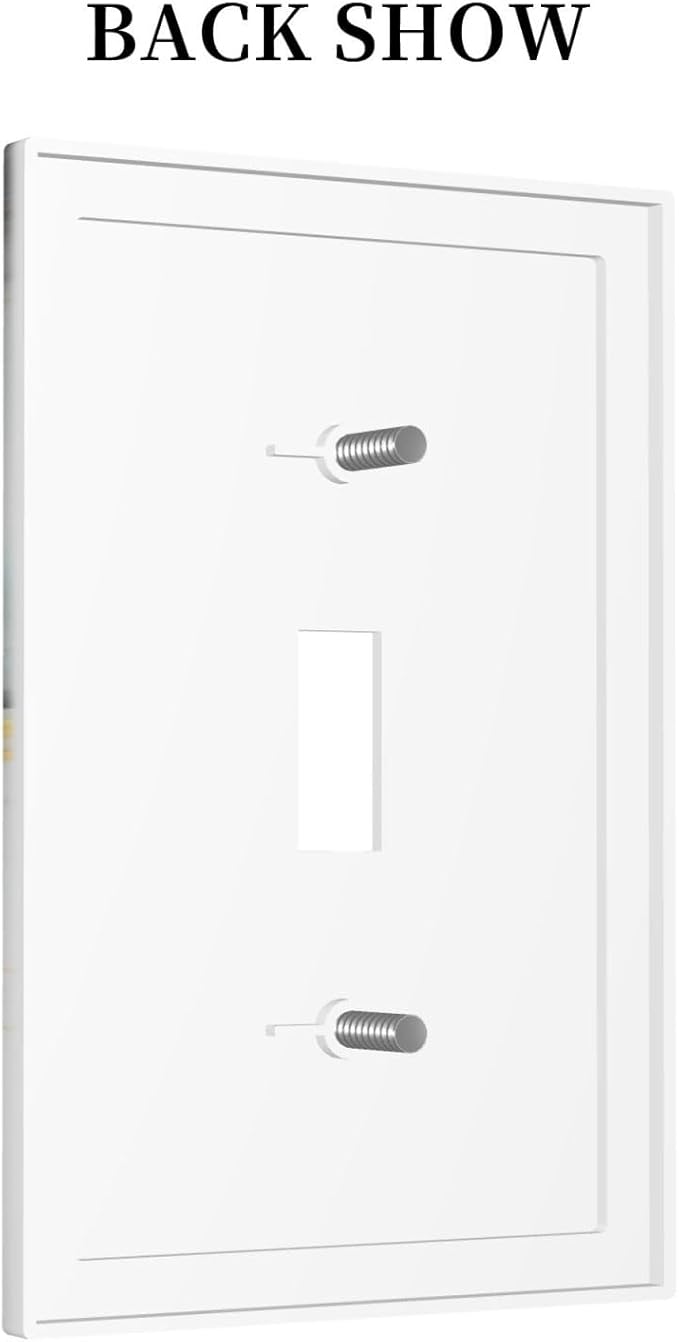 Decorative Light Switch Cover Gray/Gold Marble Abstract Modern Luxury 1 Gang Wall Plate Cover Single Toggle Outlet Covers Switchplate Electrical Faceplate for Bathroom Bedroom Decor（2 Pack）