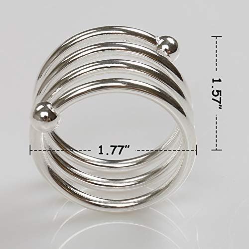 Silver Napkin Rings Set of 12,Christmas Napkin Rings Napkin Holders for Thanksgiving Weddings Family Gatherings Table Decorations (Spring Silver)