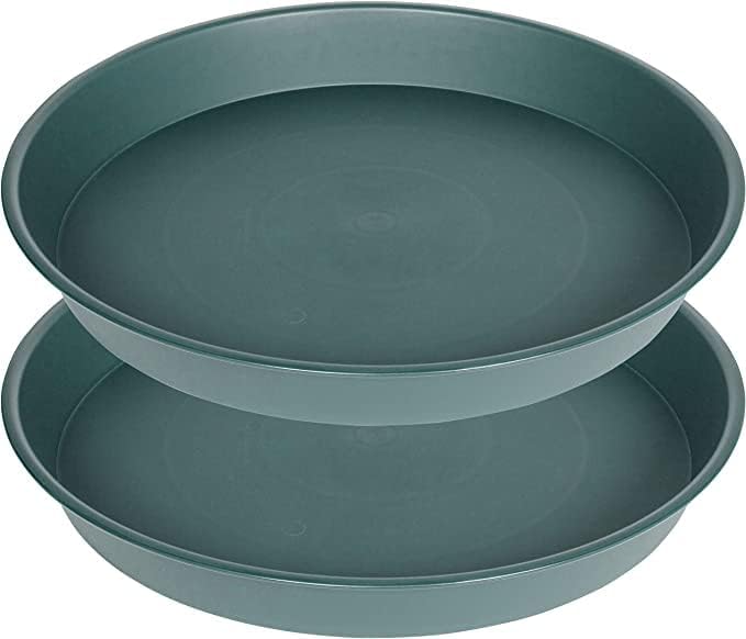2 Pack of 10 inch Plant Saucer Gray, Heavy Duty Plastic Plant Saucer 10 inch by Bleuhome