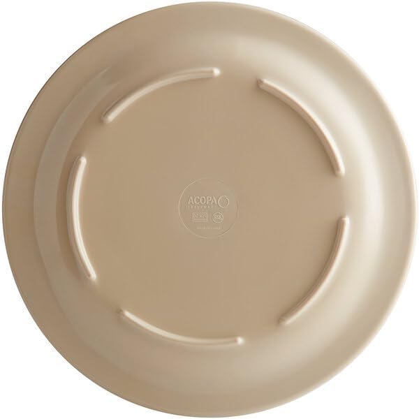 Foundations 9 Inch Tan Narrow Rim Melamine Plate, Round, BPA Free, NSF Listed, Dishwasher Safe, 12 per Case