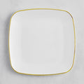 Coupe Dynasty White Square Plastic Plates with Gold Band, 6 Inch, BPA Free, Disposable, for Events and Weddings, 10 Count