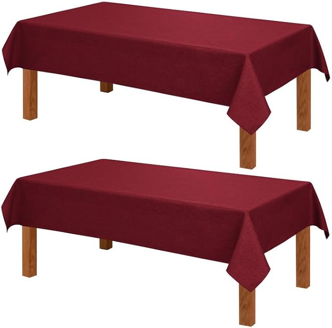 Hiasan 2 Pack Faux Linen Red Square Tablecloth - Wrinkle and Stain Resistant Washable Table Cloth for Kitchen Dining Room Holiday Table Cover for Party Dinner, 70 x 70 Inch
