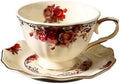 8 oz Vintage flower Ceramic cup and 6" saucer set by homemugandgift