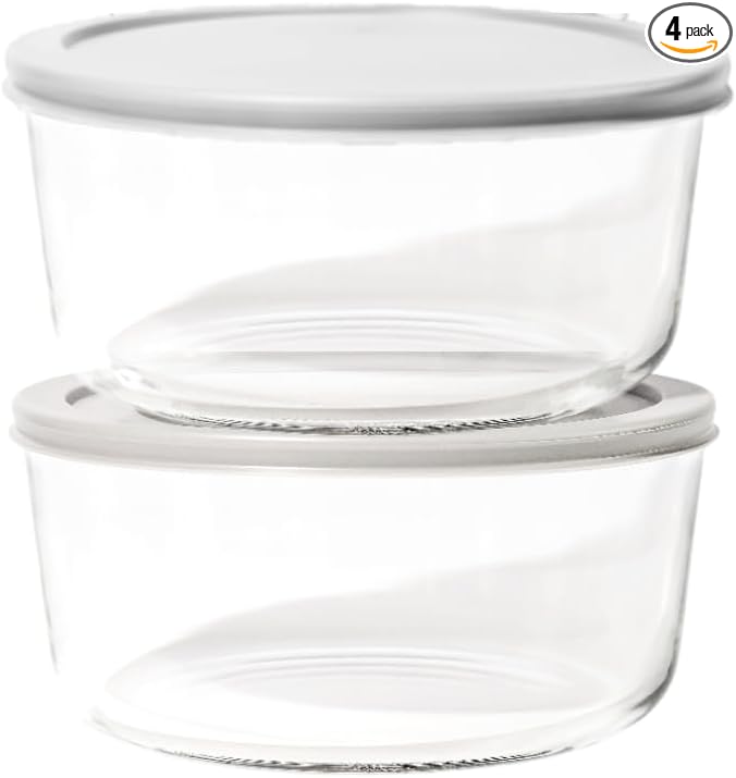 4-Piece Glass Food Storage Containers Set | 6.5-Cup, Leakproof | Microwave by DuraLiving