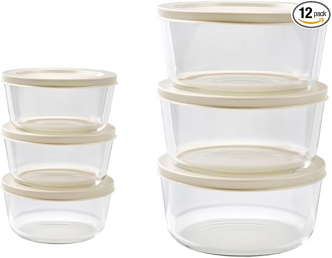 12-Piece Glass Food Storage Containers Set | 2-Cup & 4-Cup, Leakproof | by DuraLiving