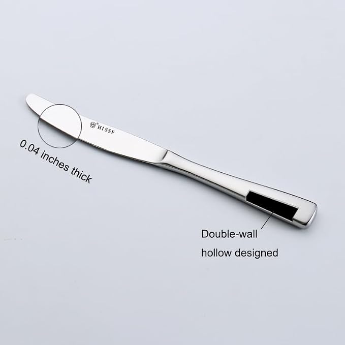 Dinner knife 6 Pieces Stainless Steel Butter Knife Set, Hollow Square Handle - Image 4