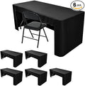 Nasitos 6 Pack Fitted Tablecloths for 6 Foot Tables Black Trade Show Table Covers-Open Back Washable Vendor Table Cloth for Craft Show, Events