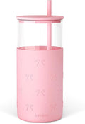 SANDJEST Glass Tumbler with Straw and Lid, Glass Water Bottle with Silicone by SANDJEST