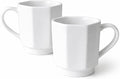 Minimalist White Ceramic Coffee Mug Set of 2 – 12 oz Modern Style Cups – Matte by Unknown
