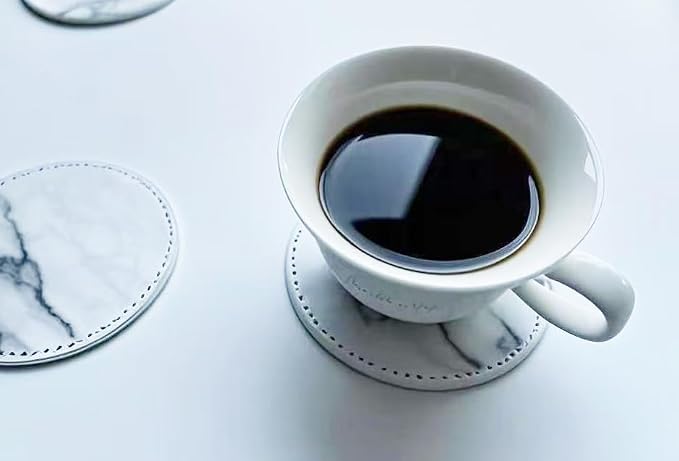 Set of 6 Leather Coasters, Round Coasters - Image 6
