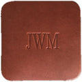 Ox & Pine Personalized Leather Coaster - Sold Individually or in Sets of 4 - Customize Inscription - 100% Full-Grain Leather – 4" Round or 4" Square (Square, Brown, 1 Individual Coaster)