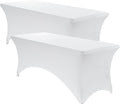 VidaFete Spandex Tablecloth 2 Pack 4FT, Fitted Stretch Table Cover for Rectangle Tables, Wrinkle Resistant and Washable Tablecloths for Outdoor, Picnic, Party, Wedding, Banquet, Birthday, White