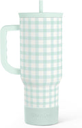SANDJEST Mint Gingham 40oz Slider Tumbler by SANDJEST
