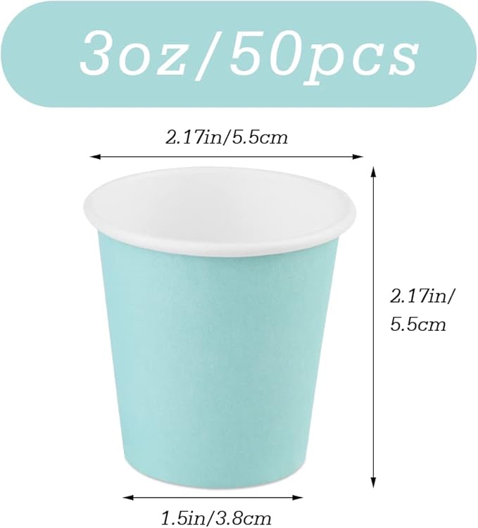 Wuadua 50 Pack 3 oz Blue Espresso Paper Cups - Sturdy and Leak-Proof for Parties, Events, Office, Home Use Disposable Mouthwash Cups - Ideal for Hot/Cold Drinks, Smooth Rim Design, Eco-Friendly