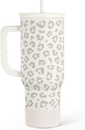 SANDJEST Leopard Tumbler with Handle, Insulated Cup Stainless Steel Travel Mug by SANDJEST