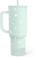 Daisy 40oz Tumbler with Handle and Straw – Flower Insulated Stainless Steel by SANDJEST