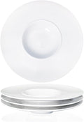 Ceramics Rimmed Soup Bowls 8.5 oz, White 10.4 inch Exquisite small soup plate Set of 4, Pasta plates With Rim is the best choice for hotels, kitchens, fine restaurants and gourmets