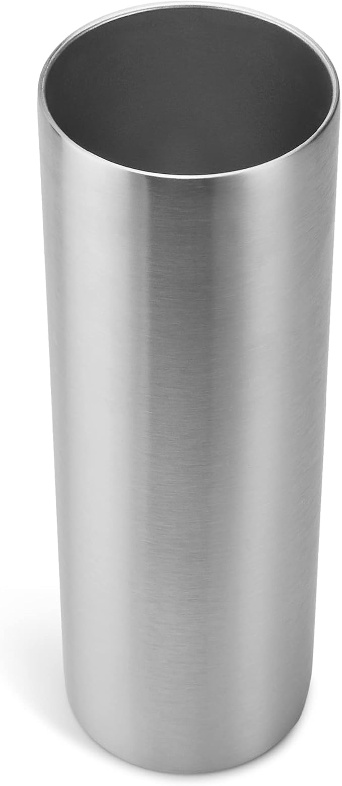 makerflo Silver 30 oz Skinny Stainless Steel Tumbler Pack of 25 with Lid & Straw | Craft-Ready for DIY Gifts & Personalization (Epoxy, UV DTF, Vinyl, and Laser Engraving) - Not for Sublimation