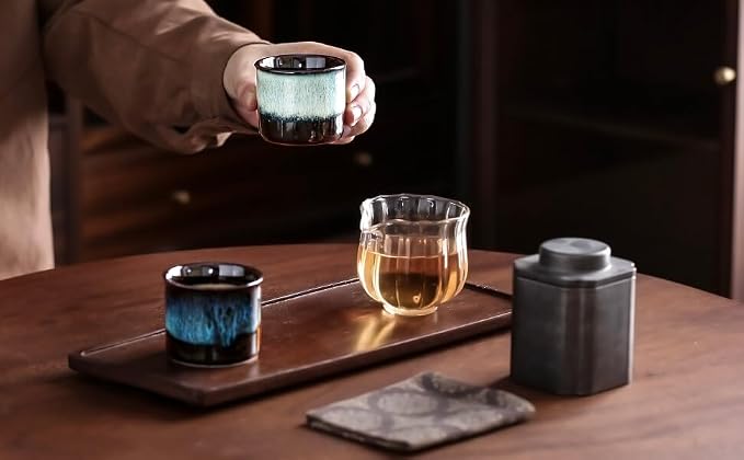 Japanese Tea Cups Set of 6, Ceramic Teacups, 2.5Oz Ceramic Handleless Cup Set - Image 5