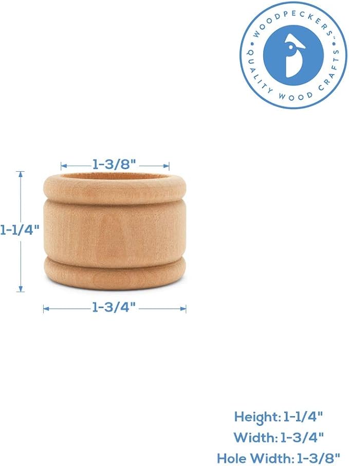 Unfinished Wood Napkin Rings Set of 24, 1-3/4 Inch Wooden Napkin Rings - Image 2