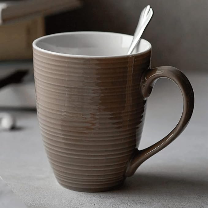 DOWAN Coffee Mugs, 17 Oz Coffee Mug Set of 6, Corrugated Tea Mugs - Image 7