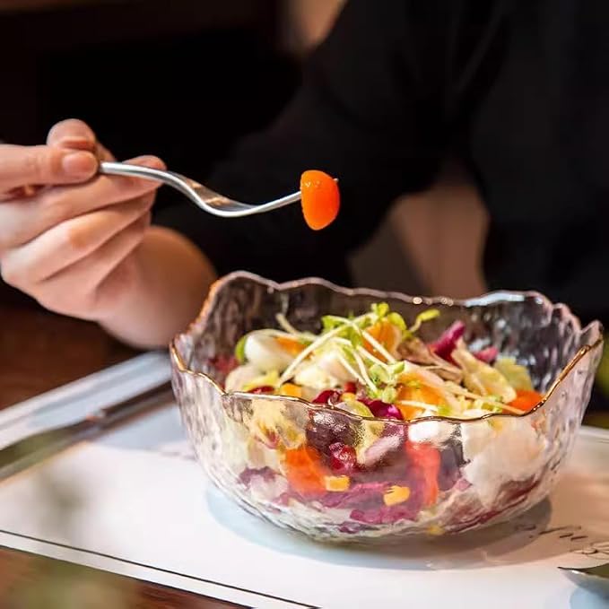 Glass Bowl for Salad Candy Fruit, Decorative Bowl-Crystal Clear Gold, 6.5" | - Image 8