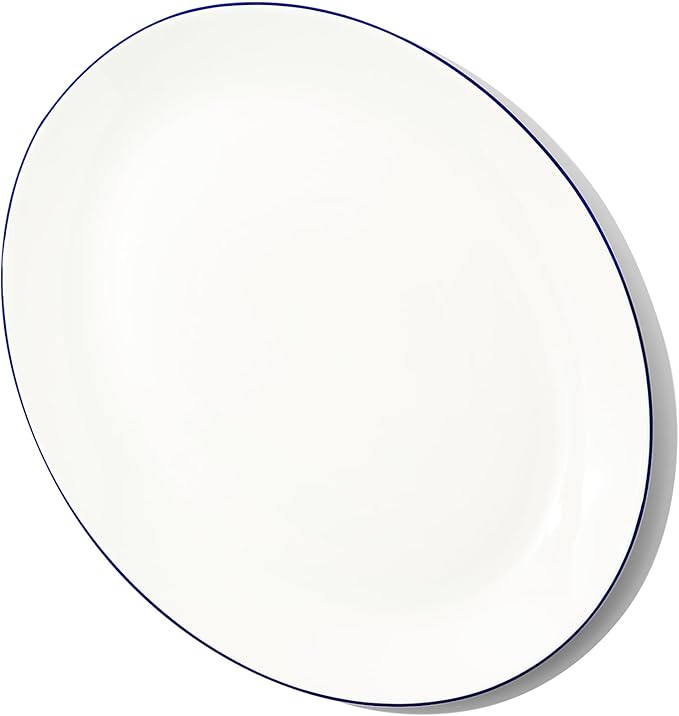 Made In Cookware - Serving Platter - White With Navy Rim- Porcelain England