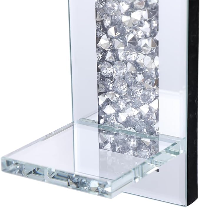 Pibeyer Crystal Crush Diamond Candle Holder Set of 2, Rectangle Silver Mirrored Candle Sconces, Wall Decorations for Living Room, Dining Room (Cross)