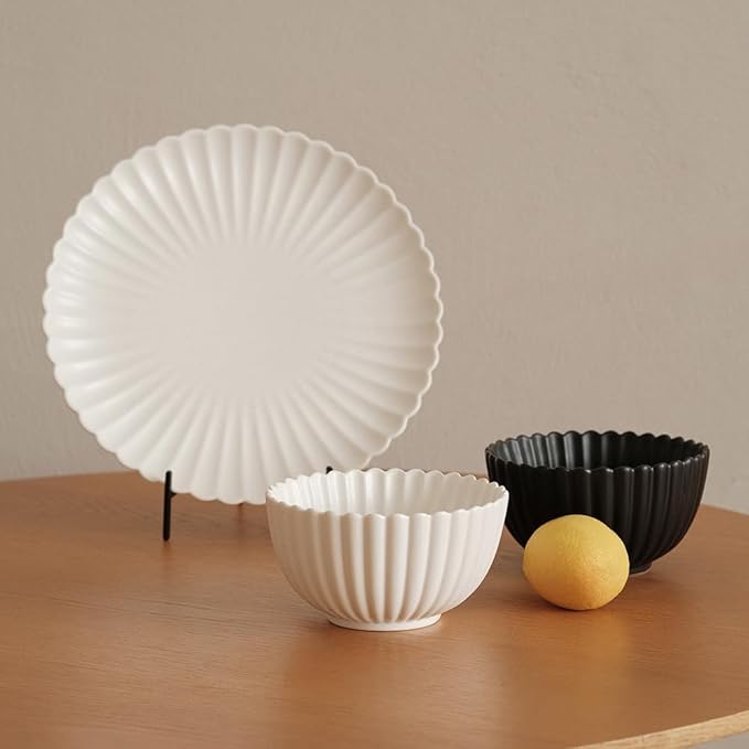WENSHUO Daisy Plates Set of 6 (Nacre White, 10.5 Inch)